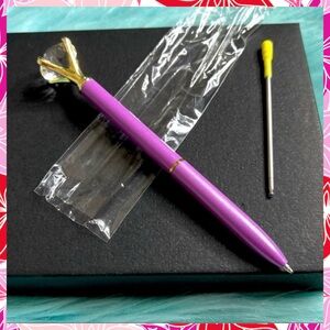 Diamond Top Purple METAL Ballpoint Pen With Black Ink Refill PinkRainCloud